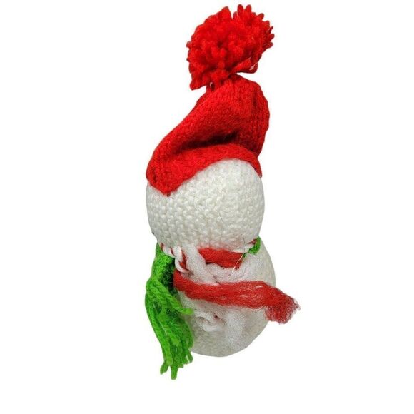 Vintage Christmas Handmade Crocheted Snowman Scarf Styrofoam Ball Decoration - Picture 3 of 4